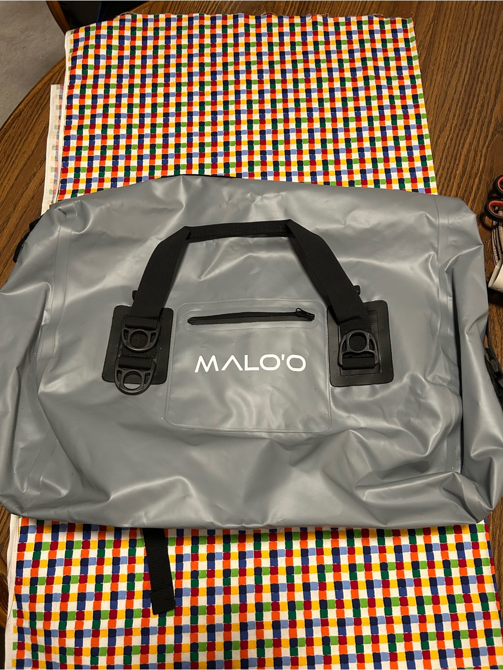 Malo Gray Waterproof Duffel Tote with Black Straps 60L